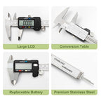 Digital Caliper 0-8" Measuring Tool with Metal Ruler, Micrometer Caliper with Auto-Off Feature, Interchangeable Between inches and millimeters for DIY/Household and 3D Printing, Black