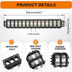 Terminal Blocks Double Row Stainless Steel 10-22 AWG Copper 600V/30A Rated 2-14 Poles Neat Circuit Solution 1 Pack TBD (14 Poles)