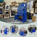 13 Drawers Rolling Tool Chest with Double Door Handle,Large Capacity Tool Storage Cabinet With Drawers, Locking Mechanical Tool Cart With Liner,Portable Tool Box For Repair Workhop (Blue)