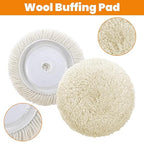 8 Pcs 3 Inch Polishing Pad Buffing Pad Wool Polishing Pad Hook Loop Buffing Pad for Drill Curved Edge Compound Cutting Pad Drill Polisher Attachment Wheel Polish Pad Car Body Repair Buffing