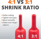 Wirefy 1/4" Heat Shrink Tubing - 4:1 Ratio - Adhesive Lined - Resistant Heat Shrink - 50 Feet Roll - Red