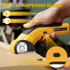 Electric Box Cutter, Cordless Electric Scissors With Safety Lock, USB Rechargeable Cardboard Cutter for Packages Leather Plastic（yellow）