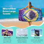 Tie Dye Shark Beach Towel Oversized 36" x 72", Thin Lightweight Sand Free Quick Dry Microfiber Towel for Swimming Pool Cruise Camping Travel