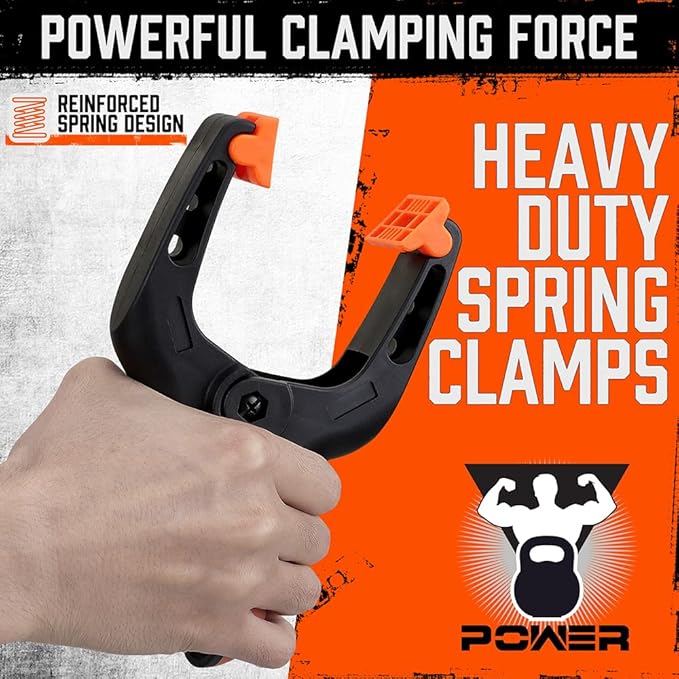 HORUSDY 6-Pack Spring Clamps Heavy Duty, 7-inch Large Plastic Clamps for Crafts with 3.7 Inch Jaw Opening for DIY, Gluing, Clamping and Securing