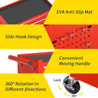 On Shine Rolling Tool Chest - 8 Drawer Large Capacity Metal Tool Box with Wheels, Locking Mechanisms; ideal for Garage, Workshop (Red)