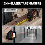 MILESEEY 2-in-1 Laser Measuring Tape, 16Ft Tape Measure & 131Ft Rechargeable Laser Measurement Tool with Backlit Display, Auto-Lock Tape with Magnetic Hook, M/Ft/in/Ft+in, 20 Groups Historical Memory