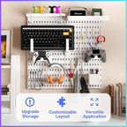 Keepo Pegboard Combination Kit, Modular Hanging Organizer with Pegboards, Accessories for Gaming Setup, Wall Game Controller Holder, Headset Stand (White, 22"22")