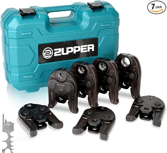 7PCS Press Jaws Kit 1/4" to 1 1/8" for RLS ACR Copper Pipes Compatible with Standard Press Tools (32 kN/ 7,200 lbs) Suitable for HVAC/R, Refrigeration Hydraulic Pressing Tools