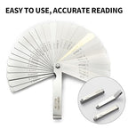2 Pack Feeler Gauge with 32/26 Blades and 1 Pack Offset Feeler Gauge with 16 Blades - Stainless Steel Feeler Gauge Dual Marked Metric and Imperial Gap Measuring Tool for Automotive Repair