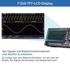 OWON Digital Oscilloscope with Dual-Channel Channels and Screen 7 inch, TFT-LCD Display, Portable Oscilloscope with 1GS/s Sampling Rate, Bandwidth 200MH,8K Waveform Length,SDS220S