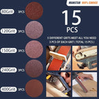 15 Pcs 3 x 21 Inch Assorted Aluminum Oxide Sanding Belt,80/120/150/240/400 Grit