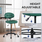 Misolant Drafting Chair, Armless Tall Office Chair with Footrest Ring for Standing Desk, Small Faux Leather Executive Computer Chair with Adjustable Height for Bar Lab Counter Height Desk, Green