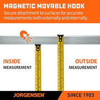 JORGENSEN Digital Tape Measure, 2-in-1 16Ft Rechargeable Digital Measuring Tape Ft/Ft+in/in/M/CM/MM Unit, Metric & Inches Tape Measurement Tool for Pythagorean, Area, Volume