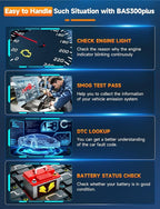 AUTOPHIX 2 IN 1 OBD2 Scanner with Battery Tester, BAS300 Plus 12V 100-2000 CCA Battery Charging Cranking Test Car Code Reader, Full OBD2 Diagnosis Check Engine Diagnostic Scan Tool Battery Load Tester