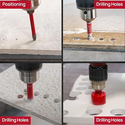 Diamond Core Drill Bit Set - 8pcs (6/8/10/20/35mm+20mm Finger Milling Bit+35mm Beveling Chamfer Bit+6mm Carbide Drill Bit) Diamond Hole Saw Kit for Porcelain Ceramic Tile Marble Granite