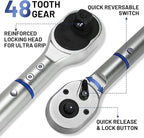 3/4-Inch Drive Click Torque Wrench, Dual-Direction Click Professional Torque Wrench 100-600FT.LB/135-815N.M, Dual Range Scales Graduated in FT.LB and N.M