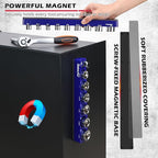 2-Piece 1/2"-Drive SAE Magnetic Socket Organizer Set (Holds 16 Sockets) - Detachable Tool Tray with 5mm Magnetic Base, Screw-Fixed Design & Heavy-Duty Modular Storage for Garage/Home Workshop
