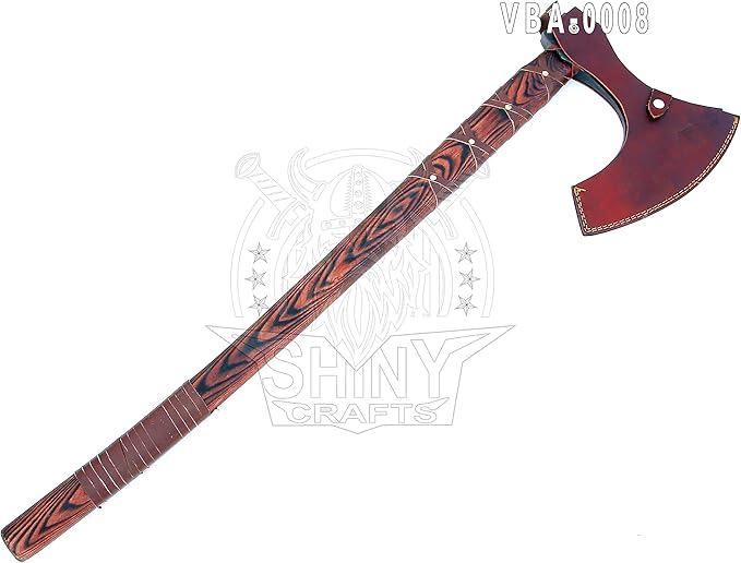 SHINY CRAFTS-Axes Handmade Viking Axe Hatchet Norse Axe- 40" Long Two-Handed Berserker Axe Forged Axe - Bearded Axe - with Sheath (VBA-08)