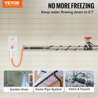 VEVOR Self-Regulating Pipe Heating Cable, 9FT 5W/FT Heat Tape for Pipes Freeze Protection, Water Pipe Heat Cable with Built-in Thermostat Protects PVC Hose, Metal and Plastic Pipe from Freezing