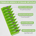 80PCS Modular Wrench Organizer Wrench Holder - Wrench Tool Organizers for Tool Drawer Storage, Wrench Storage Set with Metric & SAE Label, Wrench Rack Tool Gift for Professional Mechanics Men, Green
