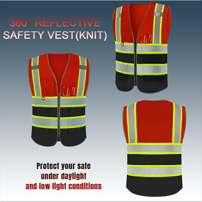 BeautyWill Custom Logo 10/20 Pack Safety Vest Class2 High Visibility Vest with Pockets Breathable Construction Vest Bulk
