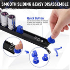 Magnetic Socket Organizer, 1-Piece Heavty Duty ABS Socket Holder, Socket Rail for Tool Box, Premium Quality 360° Swivel Socket Rack with 14 Clips for 1/4-Inch(Blue)