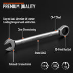 HORUSDY 24-Piece Ratcheting Wrench Set | Metric and SAE | Ratchet Combination Wrenches Set with Organizer | 72-Tooth | Chrome Vanadium Steel | 6-18 mm & 1/4” to 3/4“ (24-Piece)