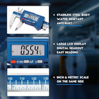 Dasqua 6” IP54 Digital Caliper, Stainless Steel Water-Resistant Precision Measuring Tool with Large LCD, Inch/Metric/Fraction Switch, ±0.001” Accuracy, Calibration Certificate & Storage Case