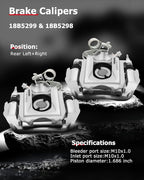 cciyu Rear Left & Right Brake Calipers Assembly w/Bracket 18B5299 18B5298 2011 2012 2013 2014 For Ford For Edge,2011 2012 2013 2014 2015 For Lincoln For MKX