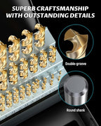 Lichamp 29-Piece HSS Drill Bit Set, High-Speed Steel Drill Bits with Titanium Coating from 1/16" to 1/2" for Metal, Cast Iron and Plastic - Comes with Indexed Steel Case