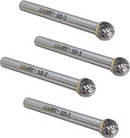 SD-3 Tungsten Carbide Burr Rotary File, Double Cut Ball Burs, 4pcs by LU&MN