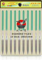 10PCS Diamond Files Half Round Set,Precision Needle File Set,Super Hard Black Nickel Coated Alloy File,Diamond Coated Files for Filing Metal,Ceramic,Stone,Jewelry,Glass.120 Grit,5×180mm