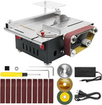 Mini Table Saw, 1.2x16.5in Multifunktional Small Table Saw With 10 Sanding Belts, 300W Dual Motor Control Belt Sander for Metal, Wood, Aluminum and Other Grinding and Cutting Tools