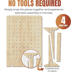 Torched Pegboard Display Stand for Jewelry, Craft Shows, Selling, Vendor Events, Tools, Peg Board Accessories Rack Organizer, Medium 8" L x 4.3" W x 12" H, Natural