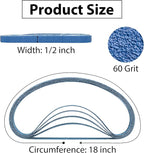 30 Pcs 1/2x18 Zirconia Sanding Belts, 1/2 x 18 Inch Zirconia Sanding Belts 60 Grit for Belt Sander, 1/2 x 18 Sanding Belts for Metal (1/2x18in, 60 Grit)