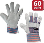 Work Leather Gloves with Cool Cotton Lined Backing Lightweight & Versatile Split Leather Safety Cuff Work Gloves