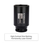 CASOMAN 1/2-Inch Drive 6-Point Deep Impact Socket- 1-5/16'' (SAE), CR-MO, for Axle Shaft Nuts, High-Torque, Corrosion-Resistant