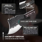 ROCOCO Meat Bone Cleaver Knife for Meat Cutting Handmade Heavy Duty Butcher Axes Hand Forged Full Tang Chopper for Kitchen Outdoor BBQ Chirstmas Mother Father Gifts Idea Men Black