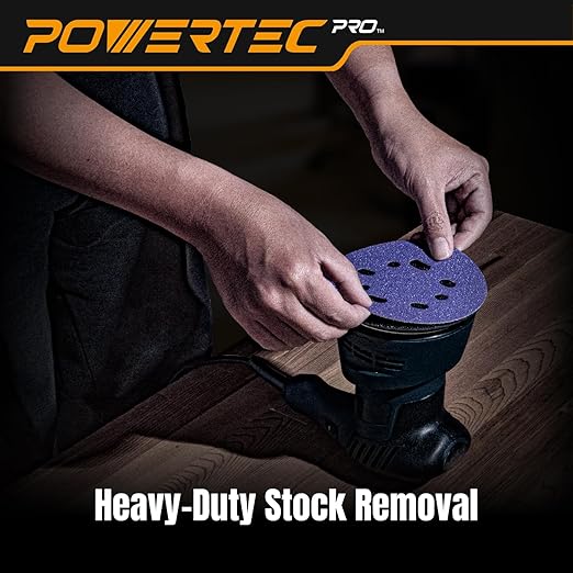 POWERTEC PRO 50PK, 5 Inch Sanding Discs Hook and Loop, 40 Grit, Zirconia Orbital Sander Sandpaper for 5 & 8 Hole Random Orbital Sanders - Automotive, Paint, Metal, Woodworking (45304Z-50)
