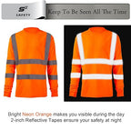 sesafety High Visibility Long Sleeve Construction Work Shirts Orange 3XL