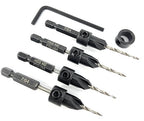 FTG USA Countersink Drill Bit Set 4 Pc #4 (7/64") Wood Bit, Tapered Bit, Stop Collar, Hex Wrench for Woodworking
