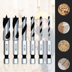 Stubby Brad Point Wood Drill Bit Set, 6pcs Hex Shank Short Length Drill Bit Set with Double Flutes Design for Carpenter Woodworking and All Types of Wood (3/32" - 3/8")