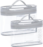 BAGSMART TSA Approved Toiletry Bag, 2 Pack Clear Makeup Cosmetic Bag Organizer, Quart Size Travel Bag for Toiletries, Carry-on Travel Accessories Essentials, Gray-2pcs