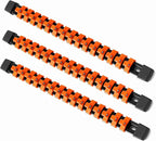 ALOANES 3 PC ABS Socket Organizer, 3/8 inch, Drive Socket Rail Holders, Heavy Duty Socket Racks, Black Rails with Orange Clips