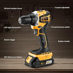 20V Brushless Cordless Lithium-Ion Drill Set, Compact Design, Yellow Rechargeable Lithium-Ion Drill Kit, including 2.0Ah Battery, Charger and 3/8-inch Keyless Chuck