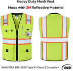 Neopelta Reflective Safety Vest Yellow Mesh, Made with 3M Reflective Tape, Heavy Duty Vest with ID pocket, Padded Neck, Yellow 2XL