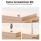 Countersink Drill Bit Set, Upgraded Larger Depth Stop, 5 PCS Replaceable HSS M2 Tapered Head, a Screwdriver Bit and a Wrench, 1/4" Hex Shank Counter Sink Drill Bit for Wood