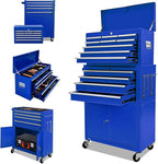 13 Drawers Rolling Tool Chest with Double Door Handle,Large Capacity Tool Storage Cabinet With Drawers, Locking Mechanical Tool Cart With Liner,Portable Tool Box For Repair Workhop (Blue)