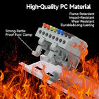 2Pcs Lever Wire Connectors, 4 in 8 Out, Push-in, Quick Wiring DIN Terminal Blocks, 0.7-2.5(4) mm², 600V 32A, 24Pcs Wire Ferrules Terminals & 4.72 Inch DIN Rail Included