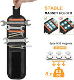 vidsel Magnetic Tool Holder Belt & Wrist-Band (15 N38 Magnets), Adjustable Work Gadget for Electricians/DIY/HVAC, Screws, Nails, Drill Bits Organizer, Birthday Gift for Men, Dad, Husband, Black